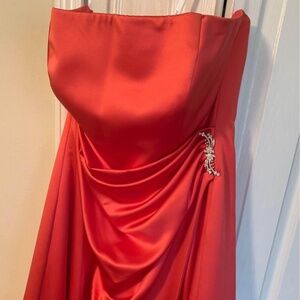 David’s Bridal Strapless Guava Dress